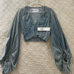 NWT Stevie Denim festival top.